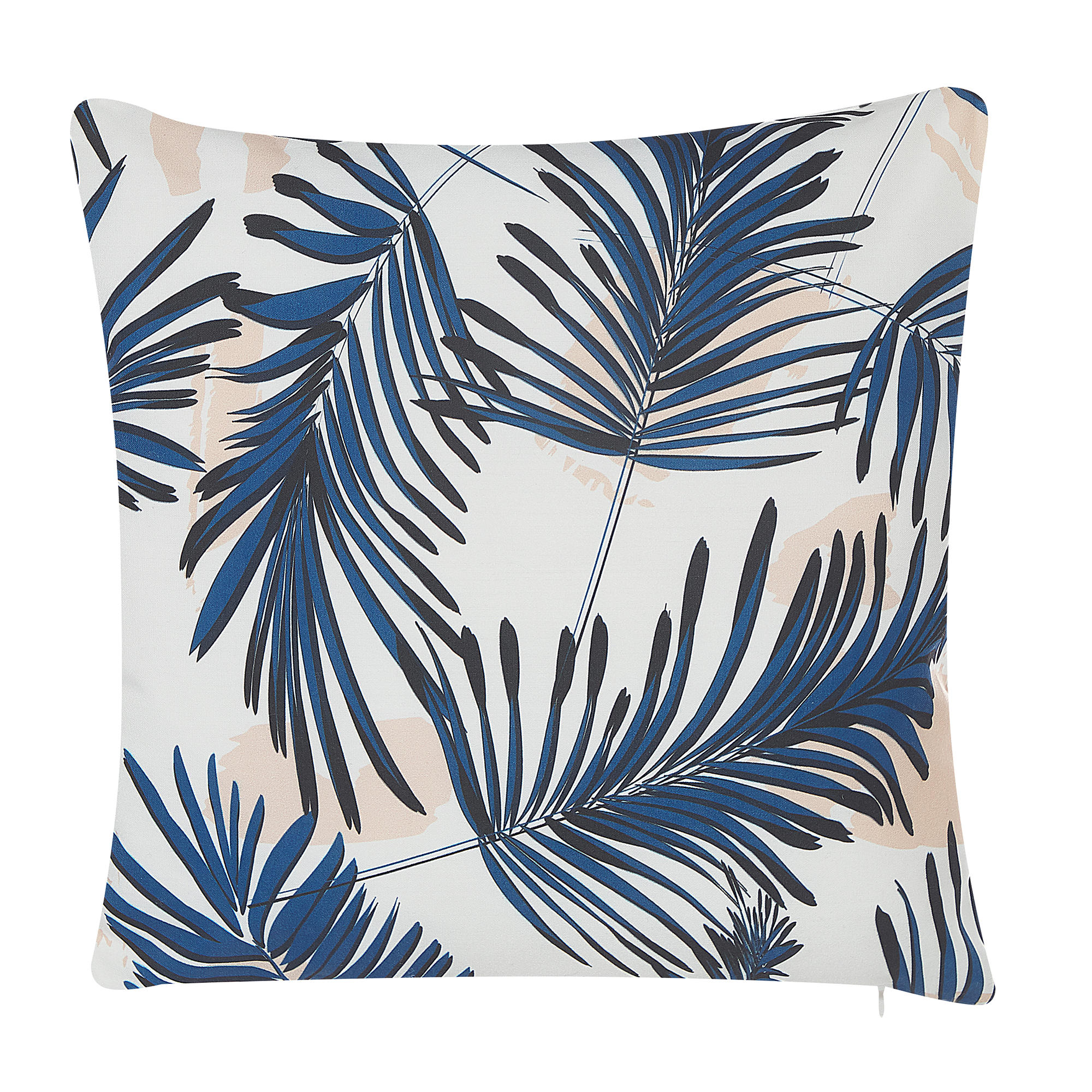 GARTENKISSEN 2er-Set Palmenmotiv blau 45/45 cm Elati - Blau, Textil (45/45cm) - Beliani