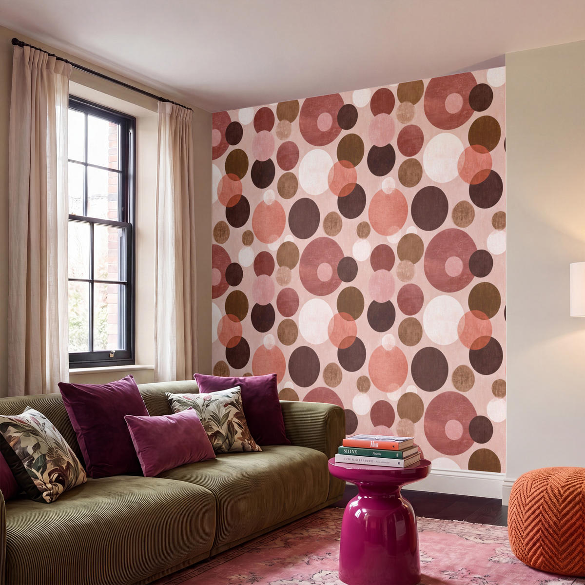 TAPETE - Kreise - Modern - Farbenfroh - 200x200 cm - Multicolor, Papier (200/200cm) - OnlyWow