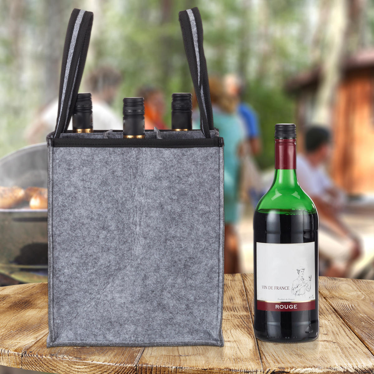 FLASCHENTASCHE - Grau, Textil (24/45/24cm) - Relaxdays
