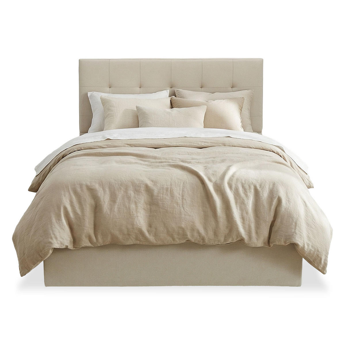 POLSTERBETT mit Stauraum 120/200 cm in Beige + Lattenrost - Beige/Naturfarben, Textil (120/200cm) - Homestyle4u