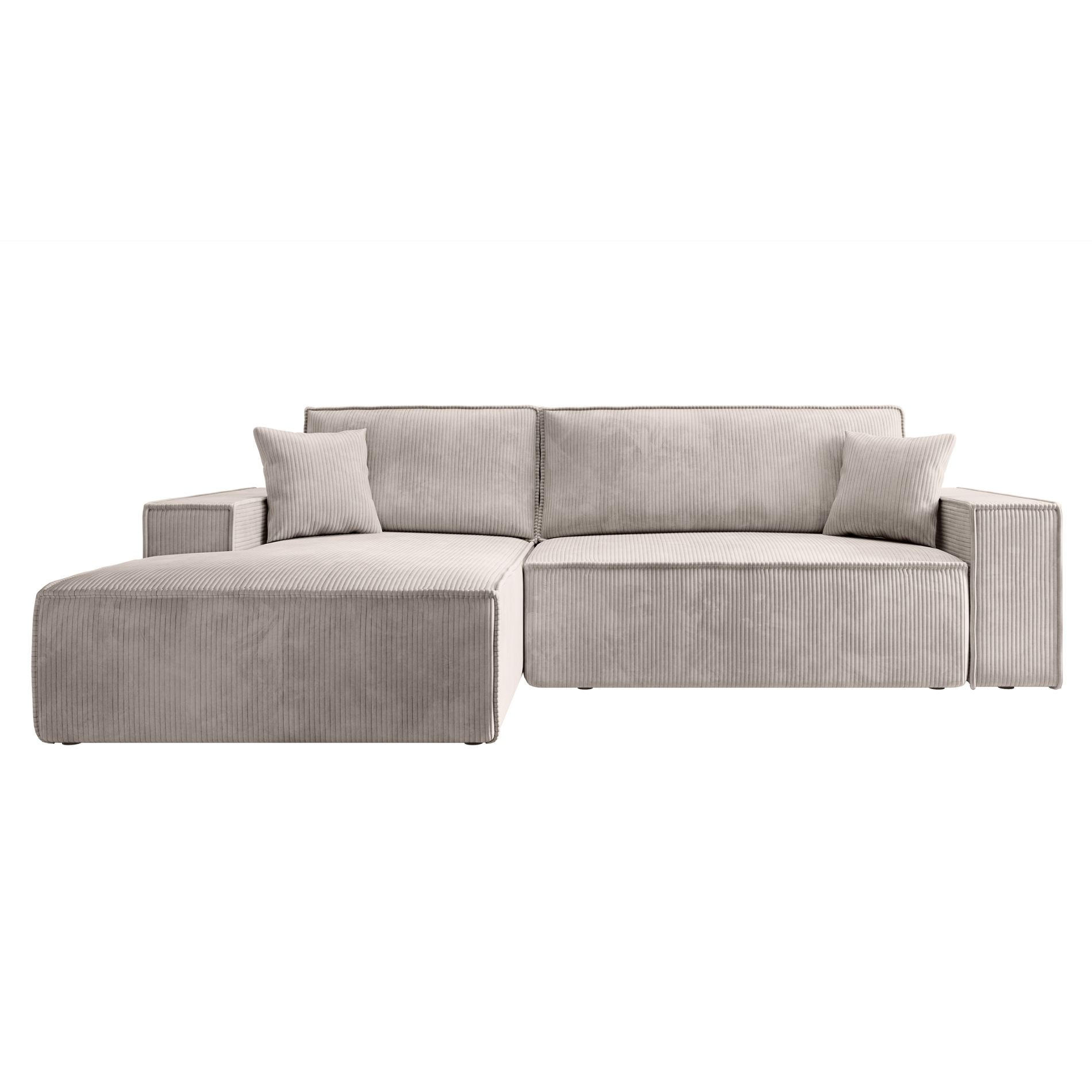 ECKSOFA Farese New Creme mit Cordbezug, links - Creme/Schwarz, Kunststoff/Textil (267/167cm) - Selsey