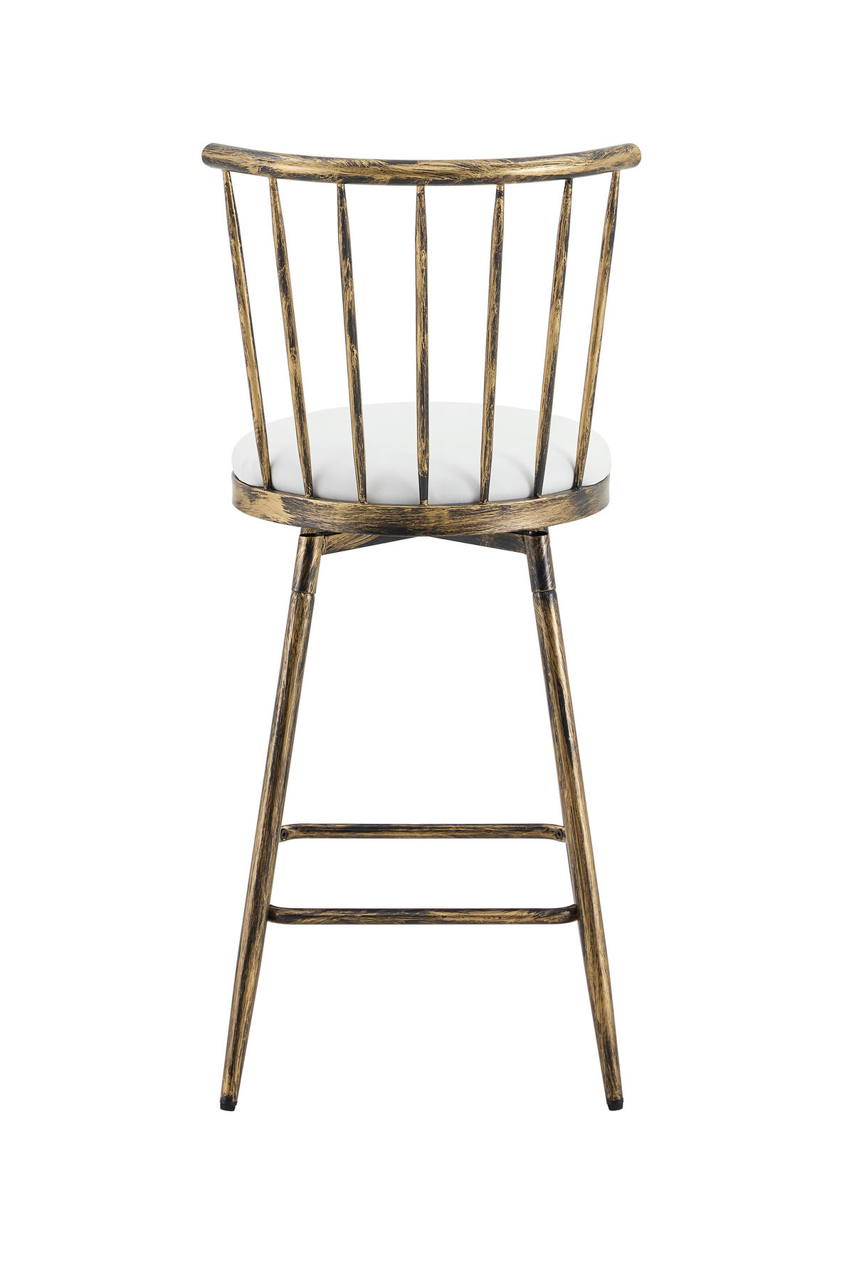 BARHOCKER Braun-Weiß 2er-Set im Windsor-Stil mit Metallgestell und gepolstertem Sitz - Braun, Leder (39/96/39cm) - PANGIVO