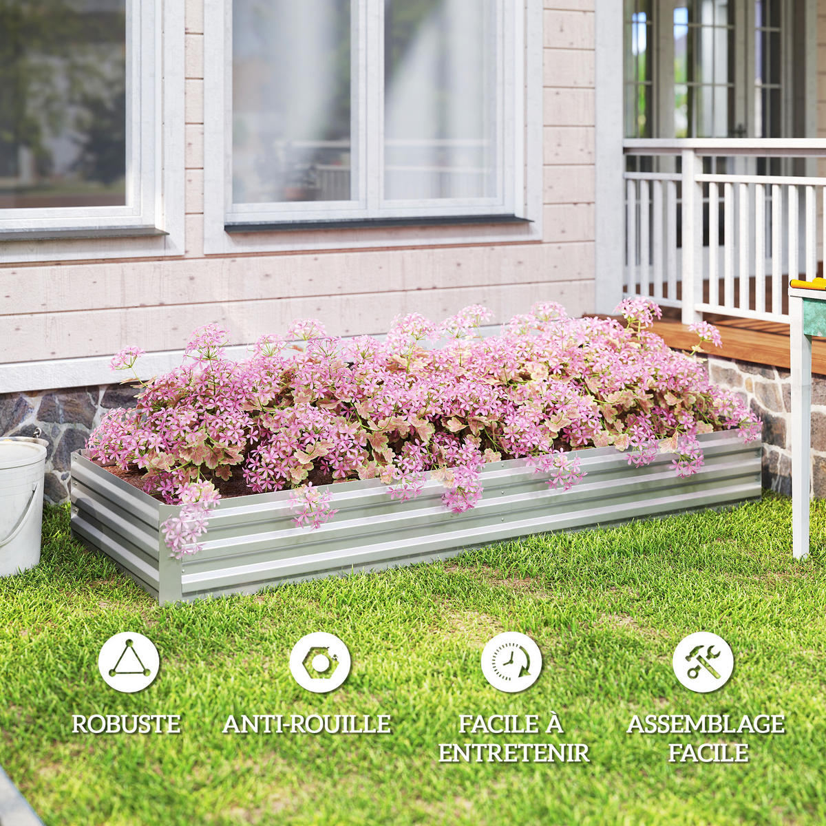 HOCHBEET DE-12239 rechteckig 241/90/30 cm aus Wellblech Silber - Silberfarben, Metall (241/30/905cm) - ComfortXL