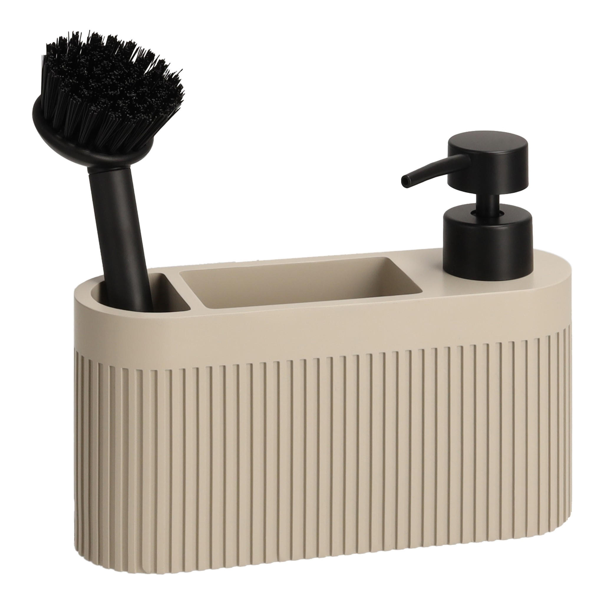 KÜCHENSPENDER MIT BÜRSTE Carbone - Beige, Kunststoff (6/15/17cm) - home&you