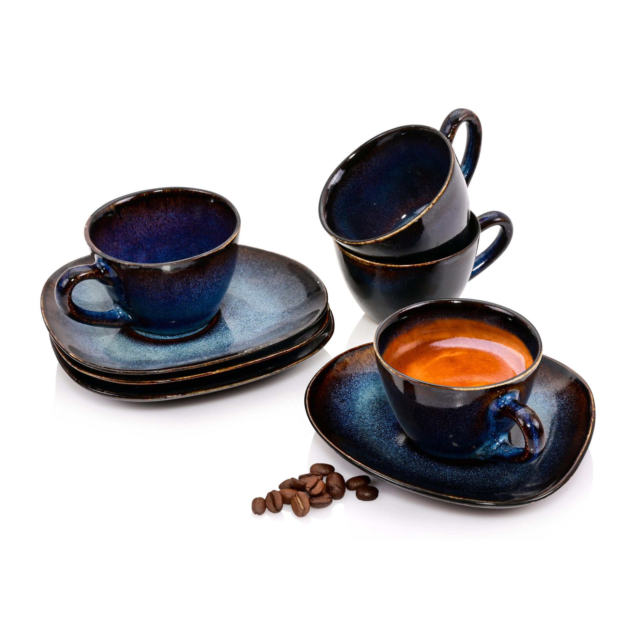 ESPRESSOTASSEN SET TOKIO - 8 teilig aus Steingut - Dunkelblau, Keramik (0.08L) - Sänger