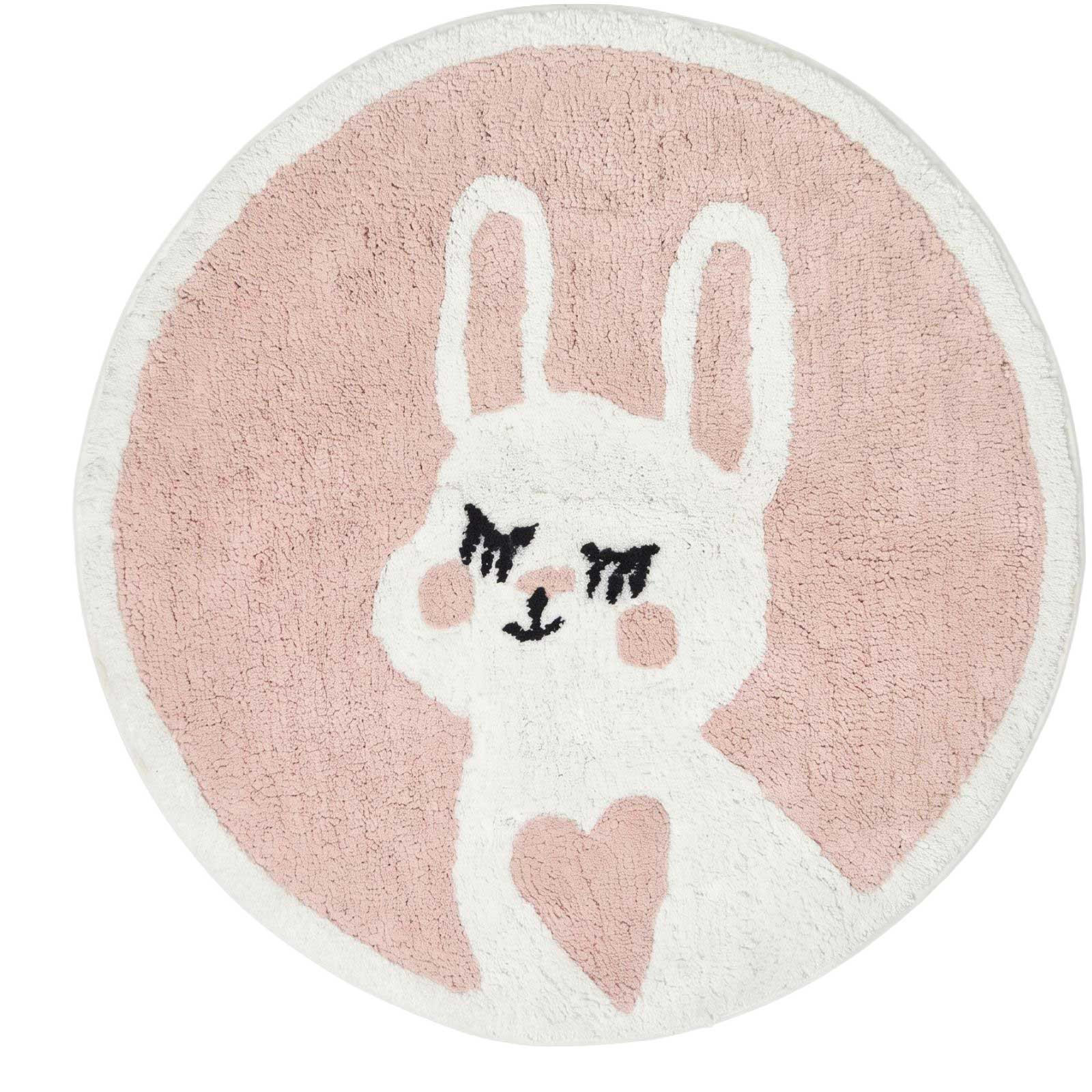 BADTEPPICH Hase, rund 60 cm, rosa, 100 % Baumwolle - Pink, Textil (60/60cm) - Homescapes