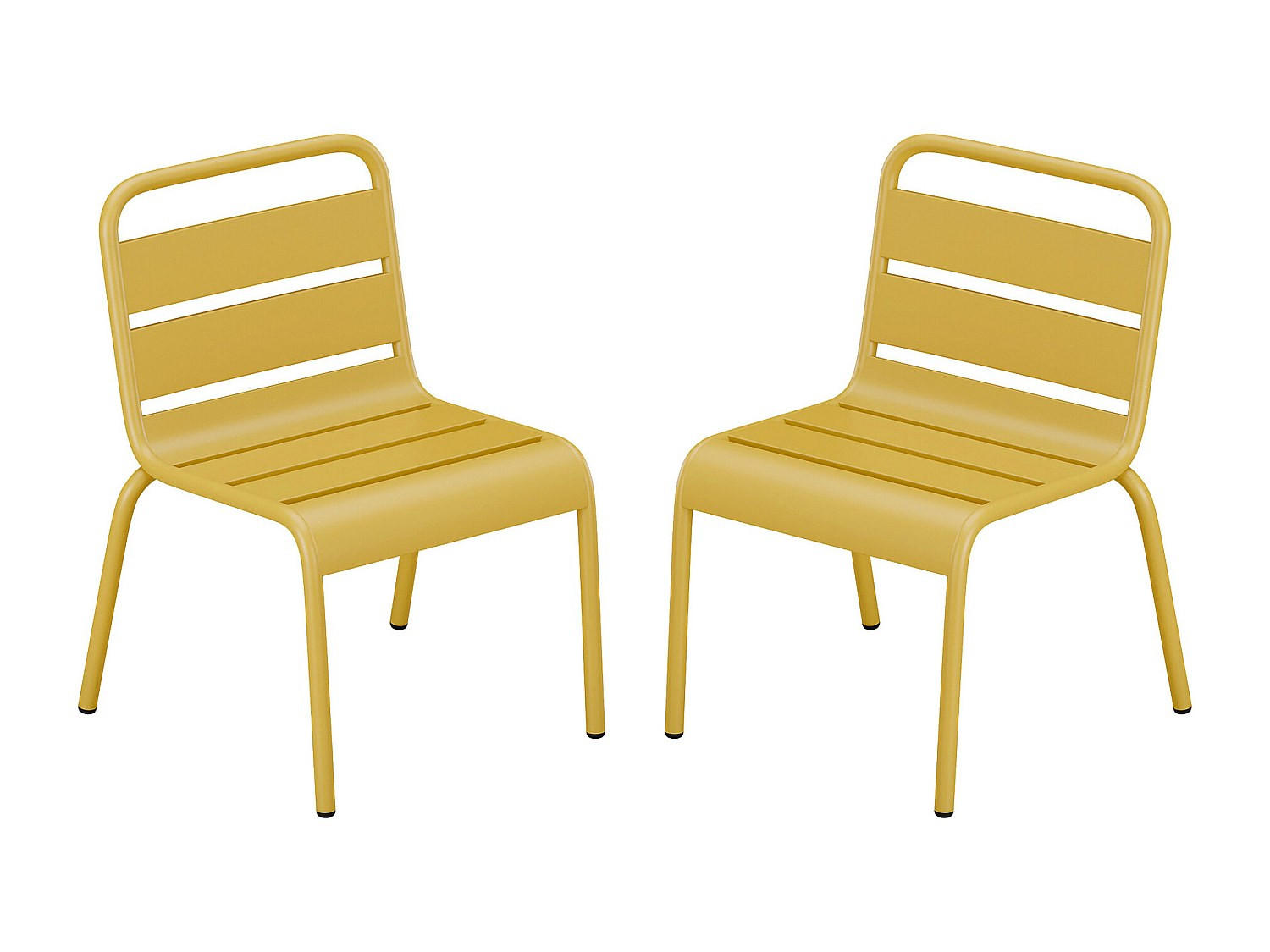 GARTENSTUHL für Kinder stapelbar 2er-Set - Metall - Senfgelb - POPAYAN von MYLIA - Gelb, Metall (39/55.5/43cm) - Vente-Unique