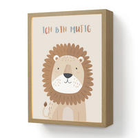 NACHTTISCHLAMPE MIT AKKU Löwe - Beige - Tier - Mutig - Zitat 30x40 cm - Beige, Holzwerkstoff (8/30/40cm) - OnlyWow