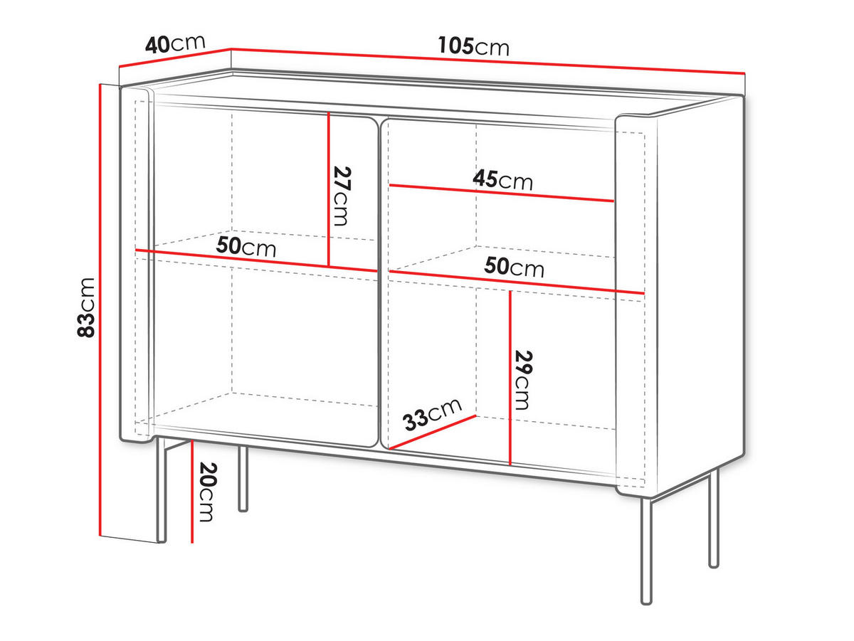 KOMMODE Wrap K105 - Nussbaumfarben/Schwarz, Holzwerkstoff/Metall (105/83/40cm) - MIRJAN24