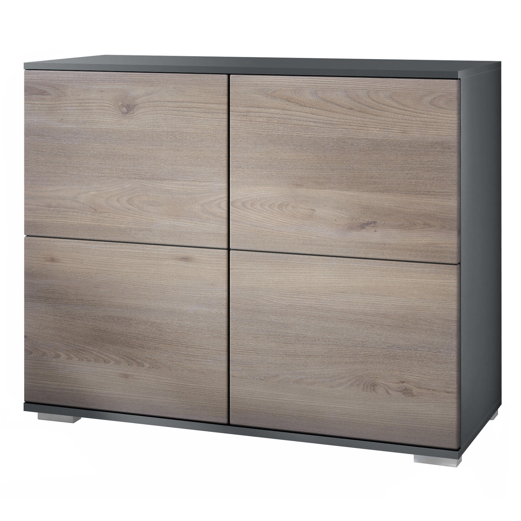 KOMMODE Rova Eiche Nordic - Silbereichenfarben, Holzwerkstoff (92.5/75.5/35cm) - Vladon