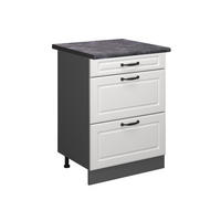 KÜCHENUNTERSCHRANK R-Line Weiß Landhaus 60 cm mit Schubladen AP Anthrazit - Anthrazit/Weiß, Holzwerkstoff (60/81.6/60cm) - Vicco
