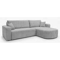 ECKSOFA mit Schlaffunktion Teeo L-Form universal mit Bettkasten Hellgrau Cord - Hellgrau/Schwarz, Kunststoff/Textil (275/170cm) - Homebook