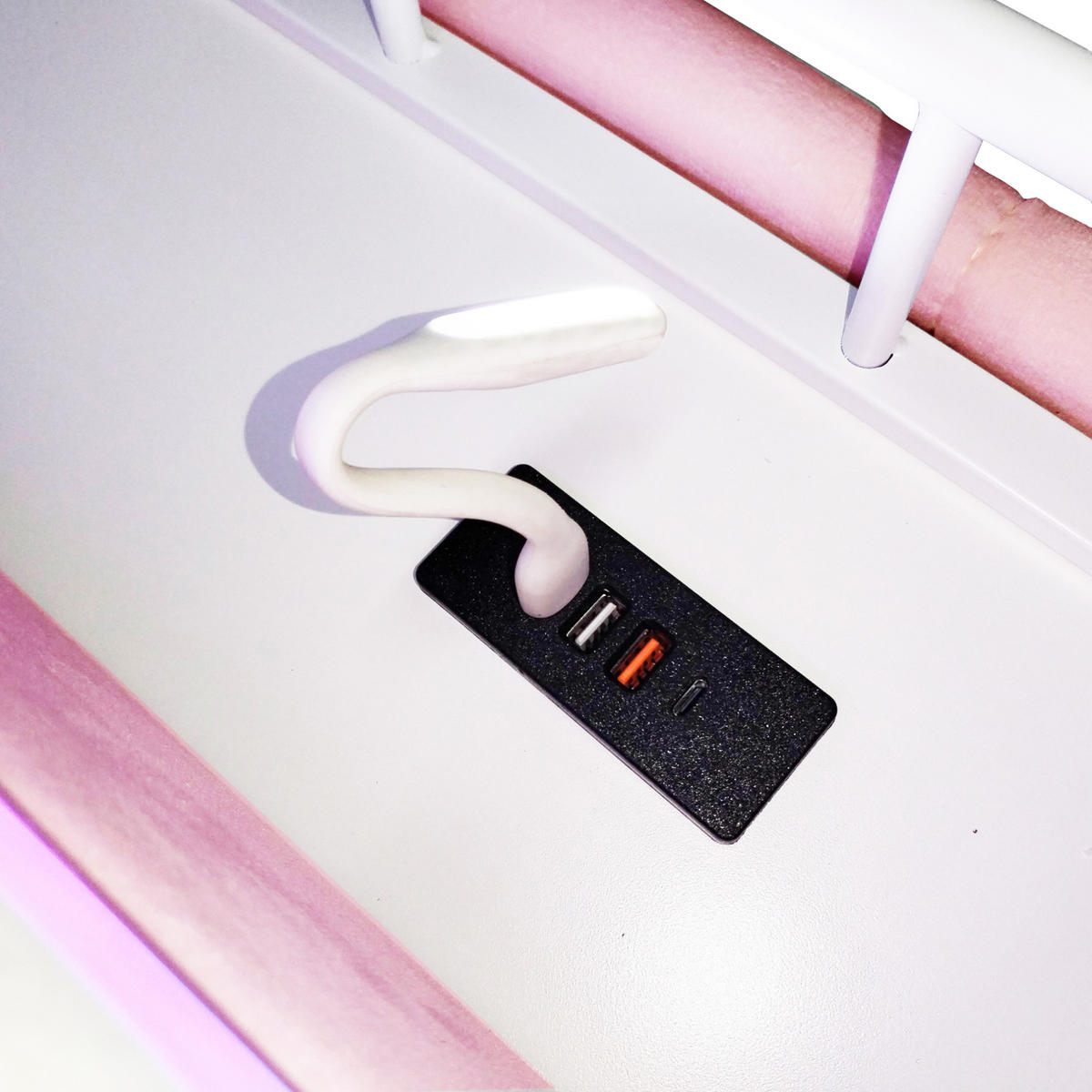 POLSTERBETT mit LED, USB und Stauraum 180x200 cm Samt Rosa - Pink, Metall (180/200cm) - Beauniv