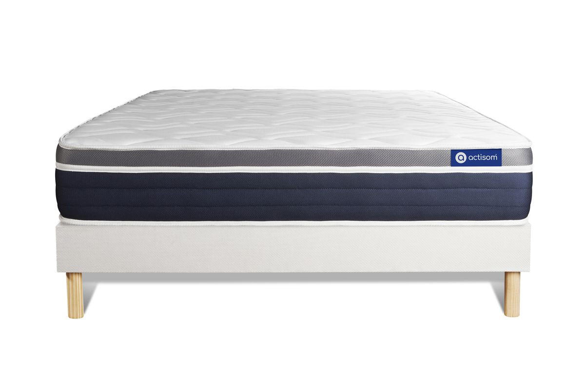 BETT Actimemo confort Memory-Schaum 180 x 220 cm h2 - Kit Bettgestell Weiß - Beige/Weiß, Karton/Holz (180/220cm) - ACTISOM