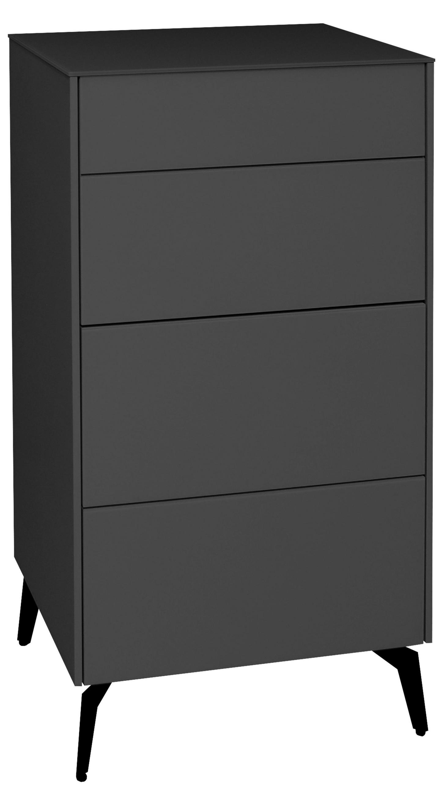 KOMMODE Elfi 52x42x104 Hochglanz Anthrazit/Glas Anthrazit - Anthrazit, Holzwerkstoff (52/104/42cm) - 58aufmkessel