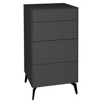 KOMMODE Elfi 52x42x104 Hochglanz Anthrazit/Glas Anthrazit - Anthrazit, Holzwerkstoff (52/104/42cm) - 58aufmkessel