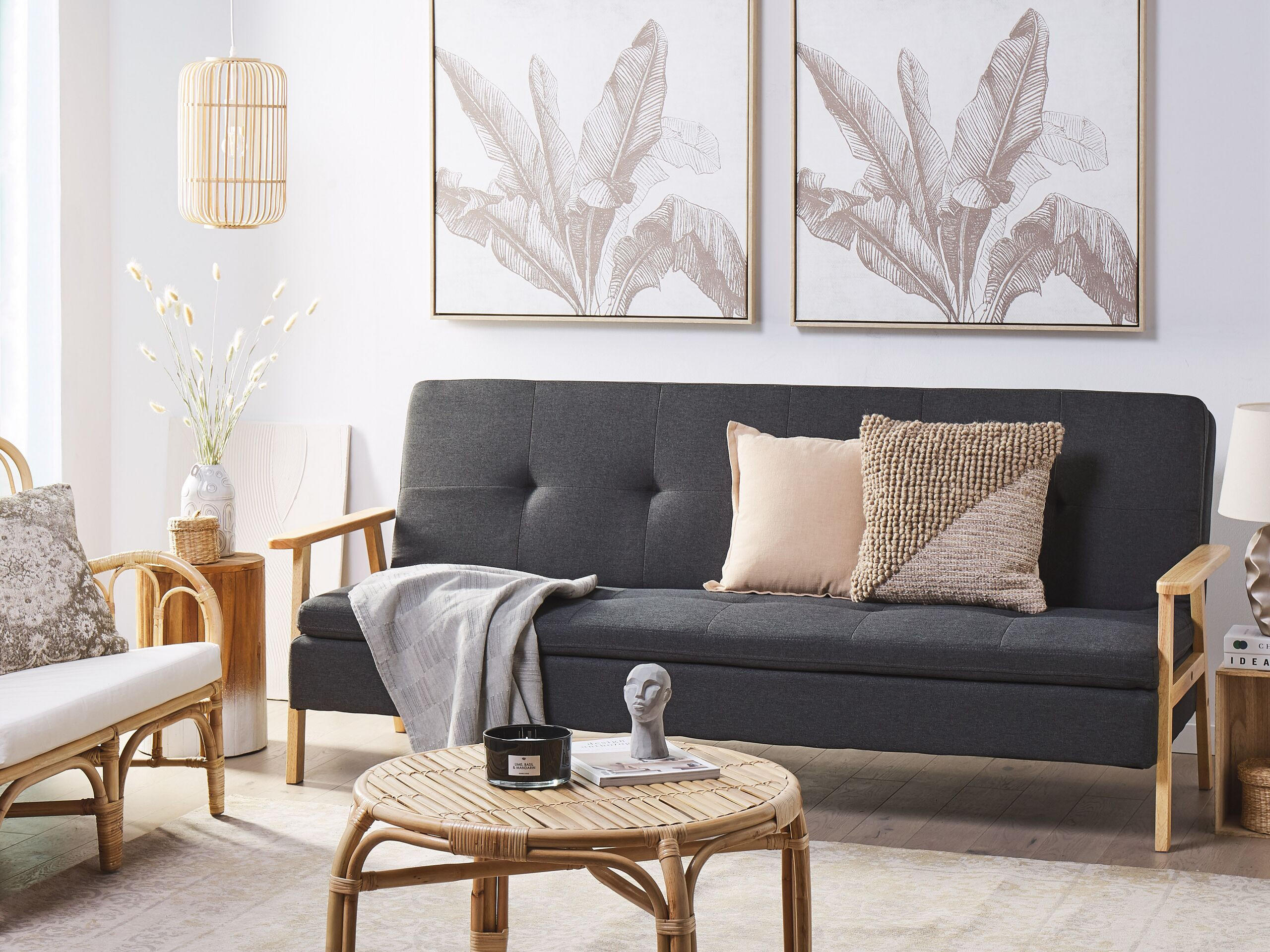 SCHLAFSOFA Polsterbezug Dunkelgrau Tjorn - Dunkelgrau, Textil (204/84/85cm) - Beliani