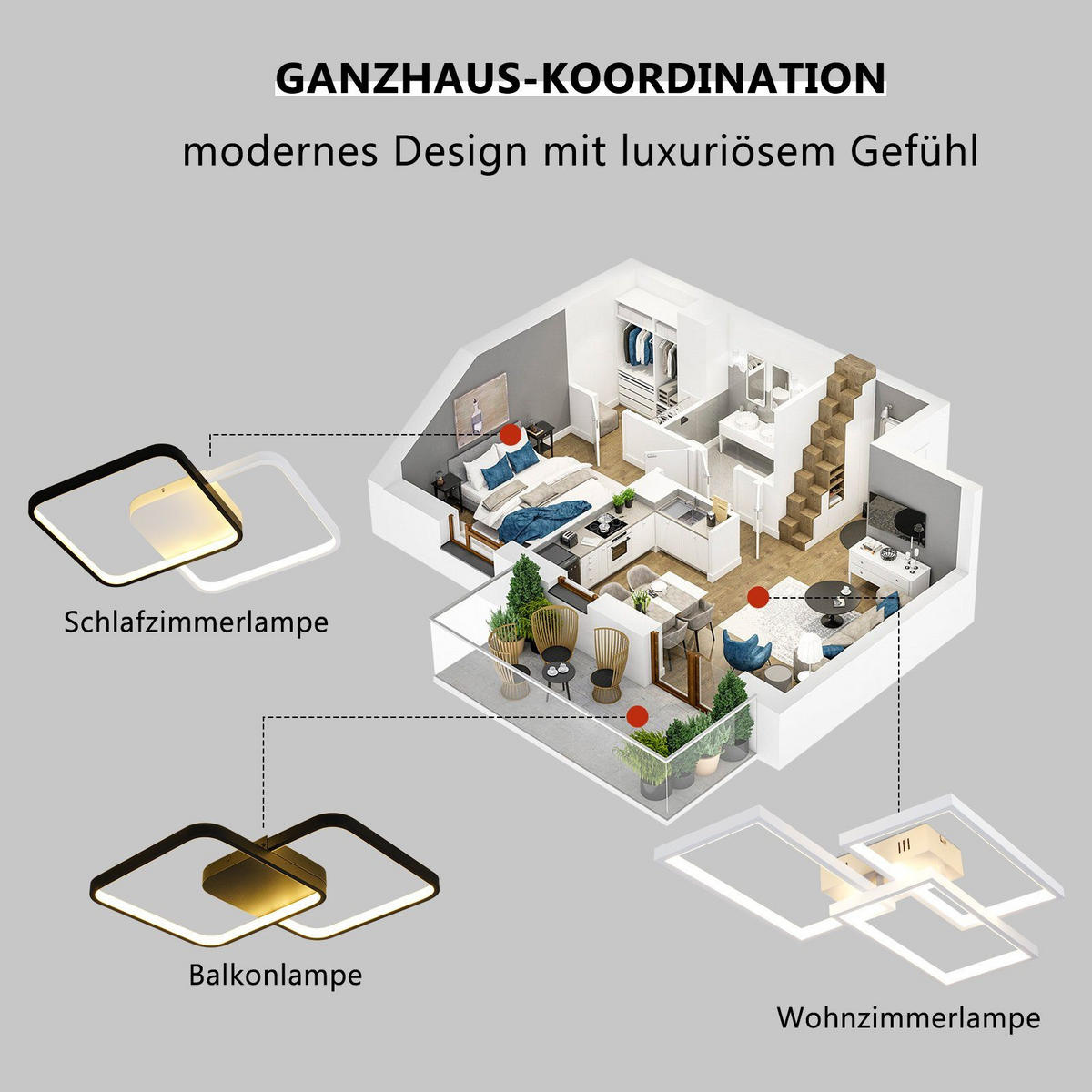 LED-DECKENLEUCHTE Lia 80/54/8 cm - Weiß, Metall (80/54/8cm) - Nettlife