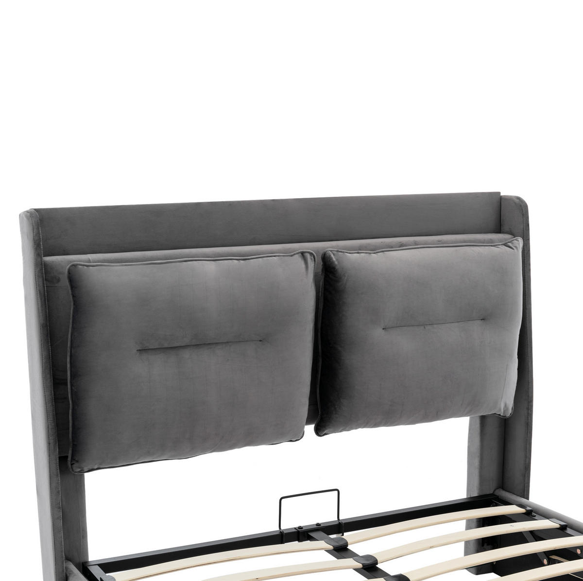 POLSTERBETT 140/190 cm Dunkelgrau aus Samt mit LED und Stauraum - Dunkelgrau, Textil (140/190cm) - OKMYHOME