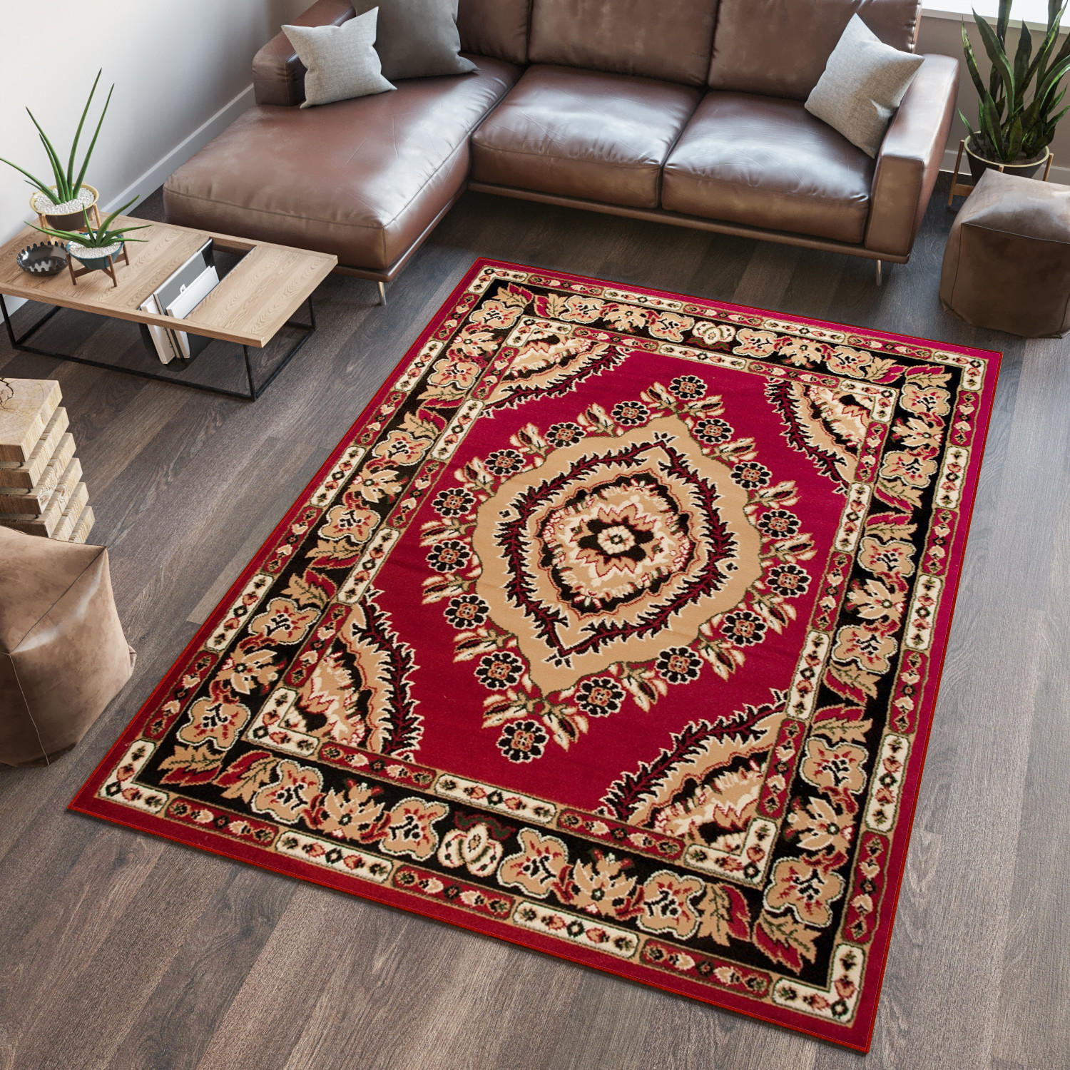 TEPPICH ATLAS Beige Rot 120/170 cm - Beige/Grün, Textil (120/170cm) - Tapiso