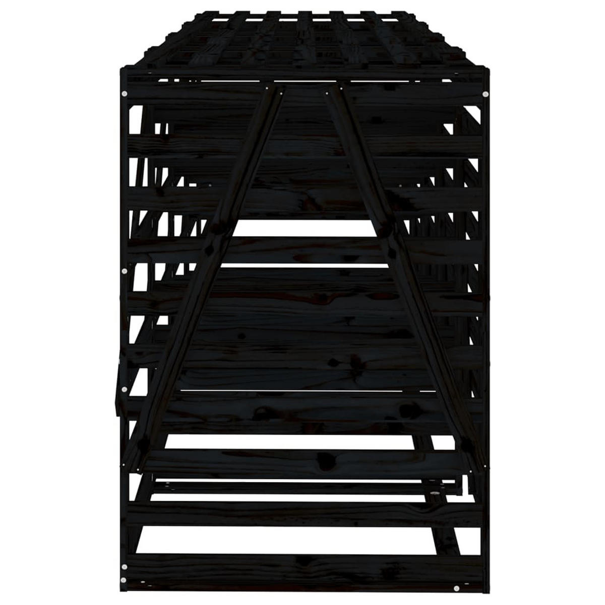 4ER Mülltonnenbox Kiefernholz BOUMI | 318x91,5x128,5cm Schwarz | Für 4 Tonnen - Schwarz, Holz (318/128.5/91.5cm) - DELUKE