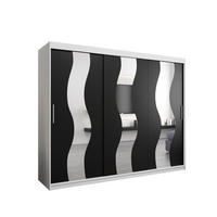 SCHWEBETÜRENSCHRANK 200/250/62 2-türig - Silberfarben/Schwarz, Holz/Kunststoff (250/200/62cm) - Abiks Möbel