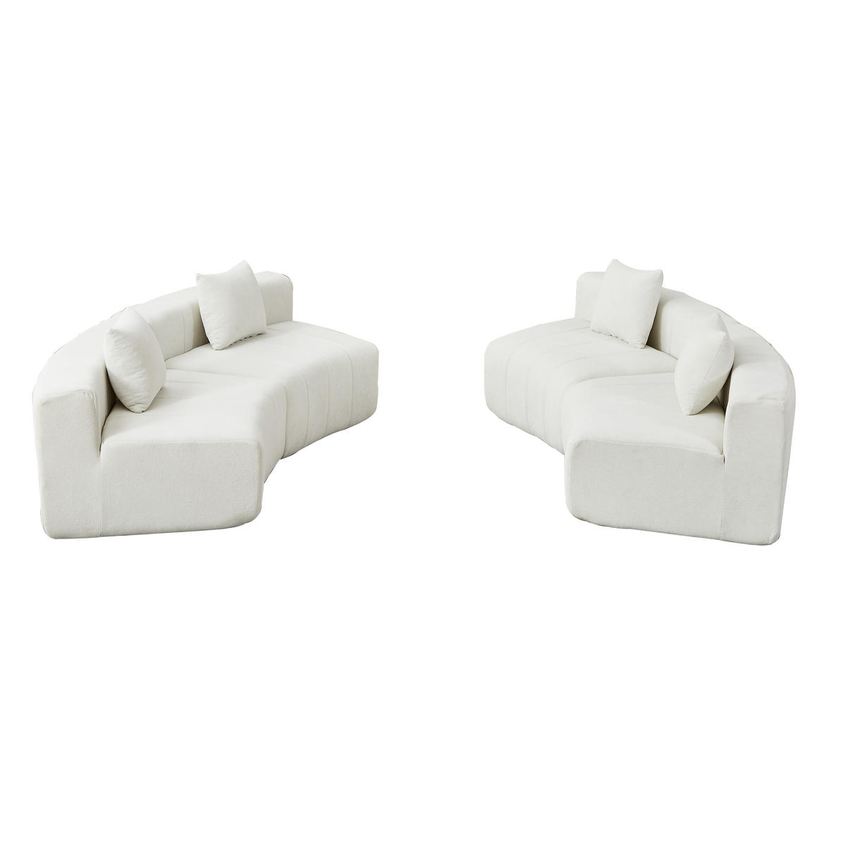 4-SITZER-SOFA Geschwungen modular Viersitzer, DE-42718, Beige - Beige, Textil (383.5/73.6/83.8cm) - ComfortXL