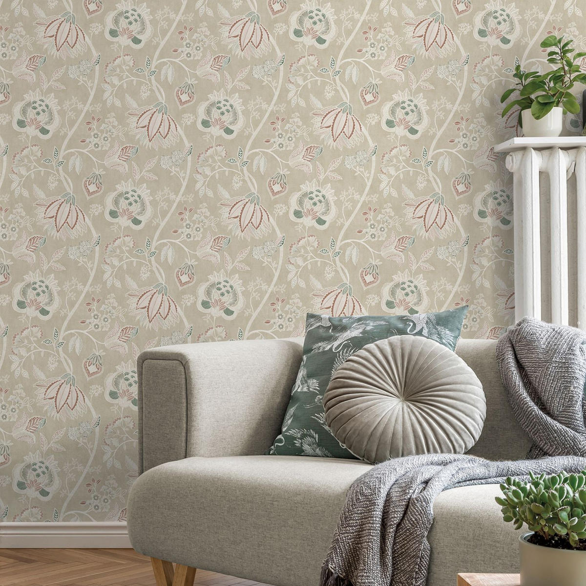 TAPETE Blumen 53 cm x 10 m - Beige, Papier (53/1000cm) - Sanders & Sanders