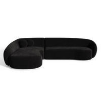 ECKSOFA LINKS Rastergewebe mit weichem Griff Schwarz 290cm - Schwarz, Textil (290/198cm) - Sia Home