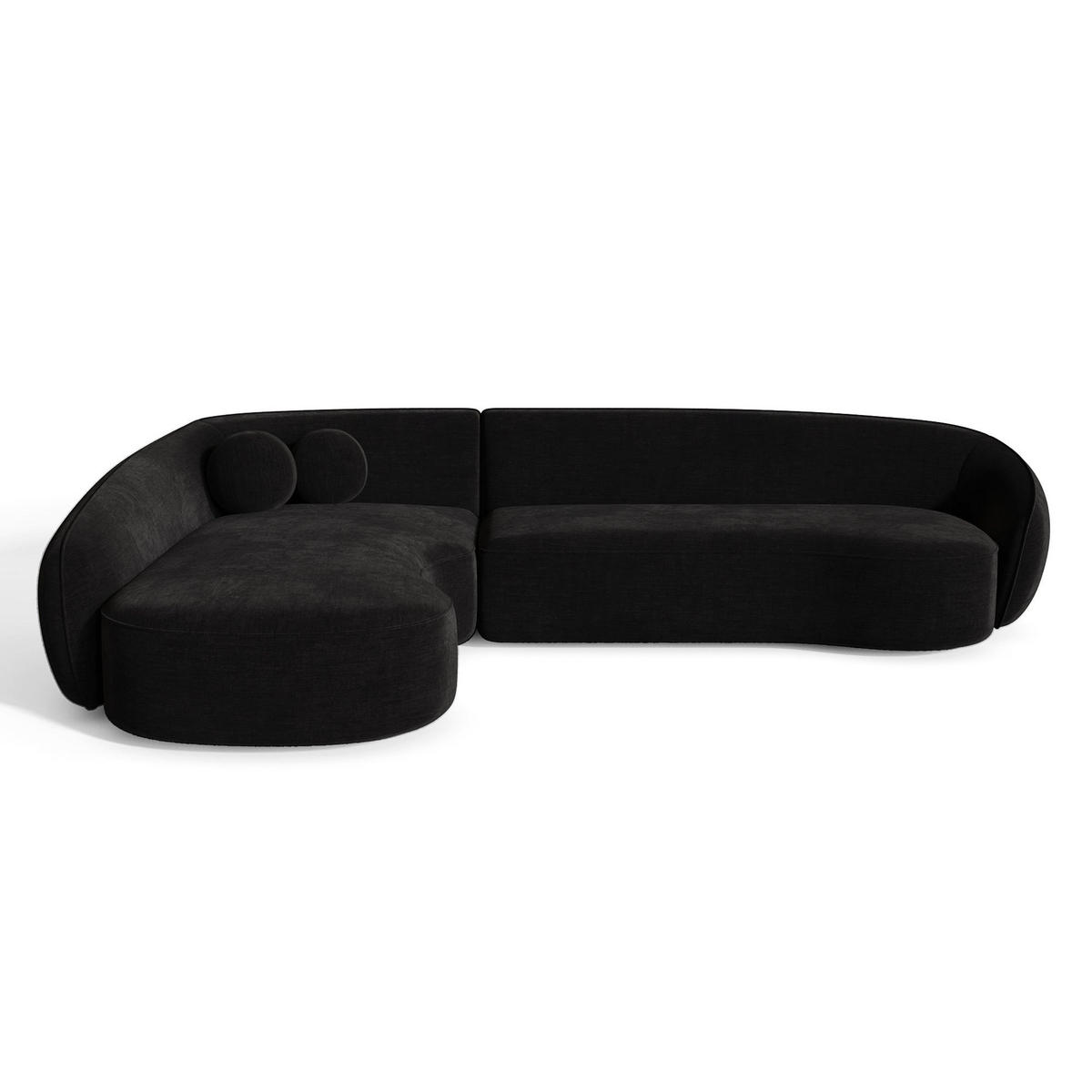 ECKSOFA LINKS Rastergewebe mit weichem Griff Schwarz 290cm - Schwarz, Textil (290/198cm) - Sia Home