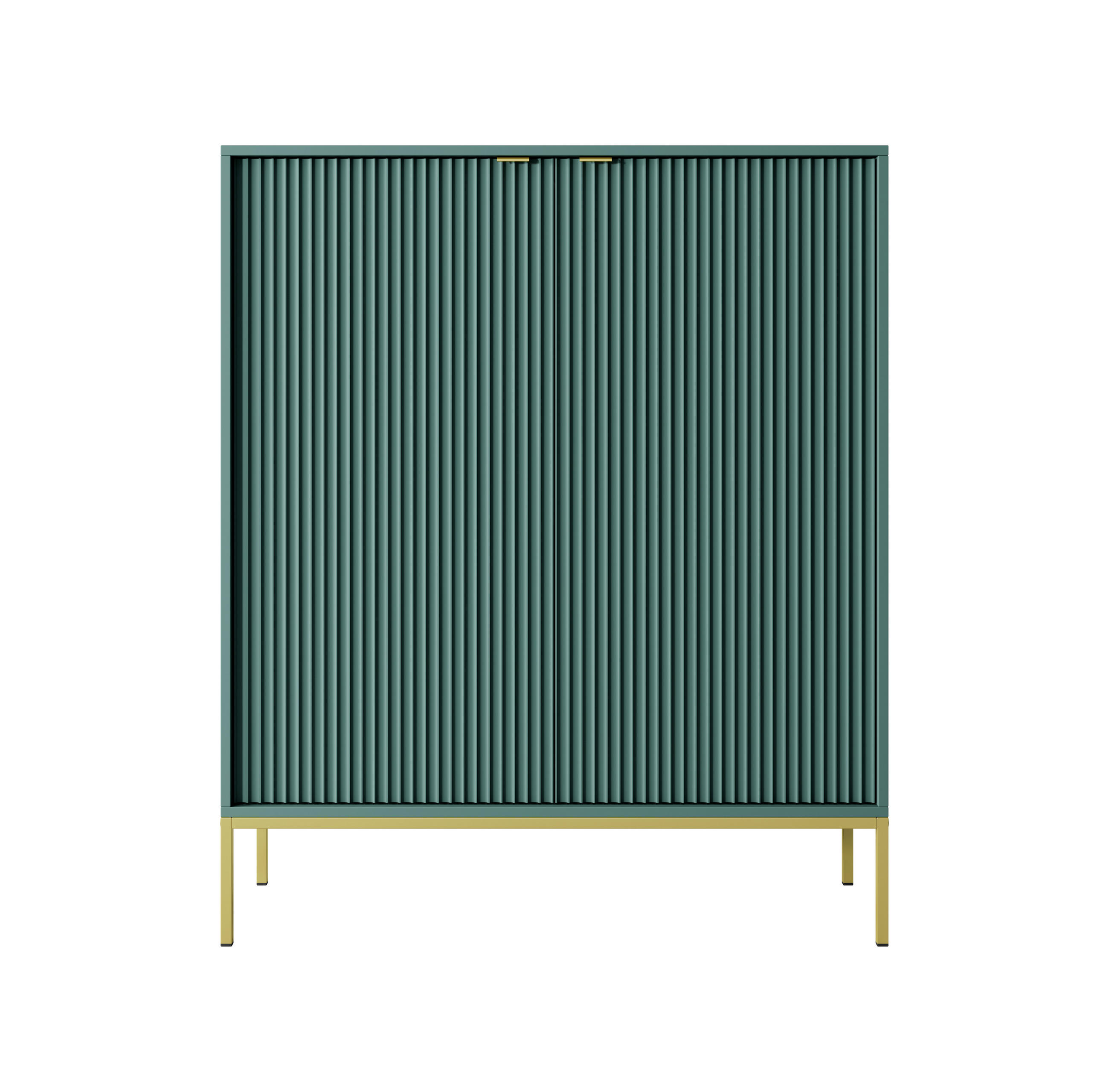 HOCHKOMMODE NOVA Geriffelt, 2-Türen, KOMMODE Schwarz, Goldfüße 104x39x cm Labrador - Türkis/Goldfarben, Holzwerkstoff/Kunststoff (104/125/39cm) - DomoHome