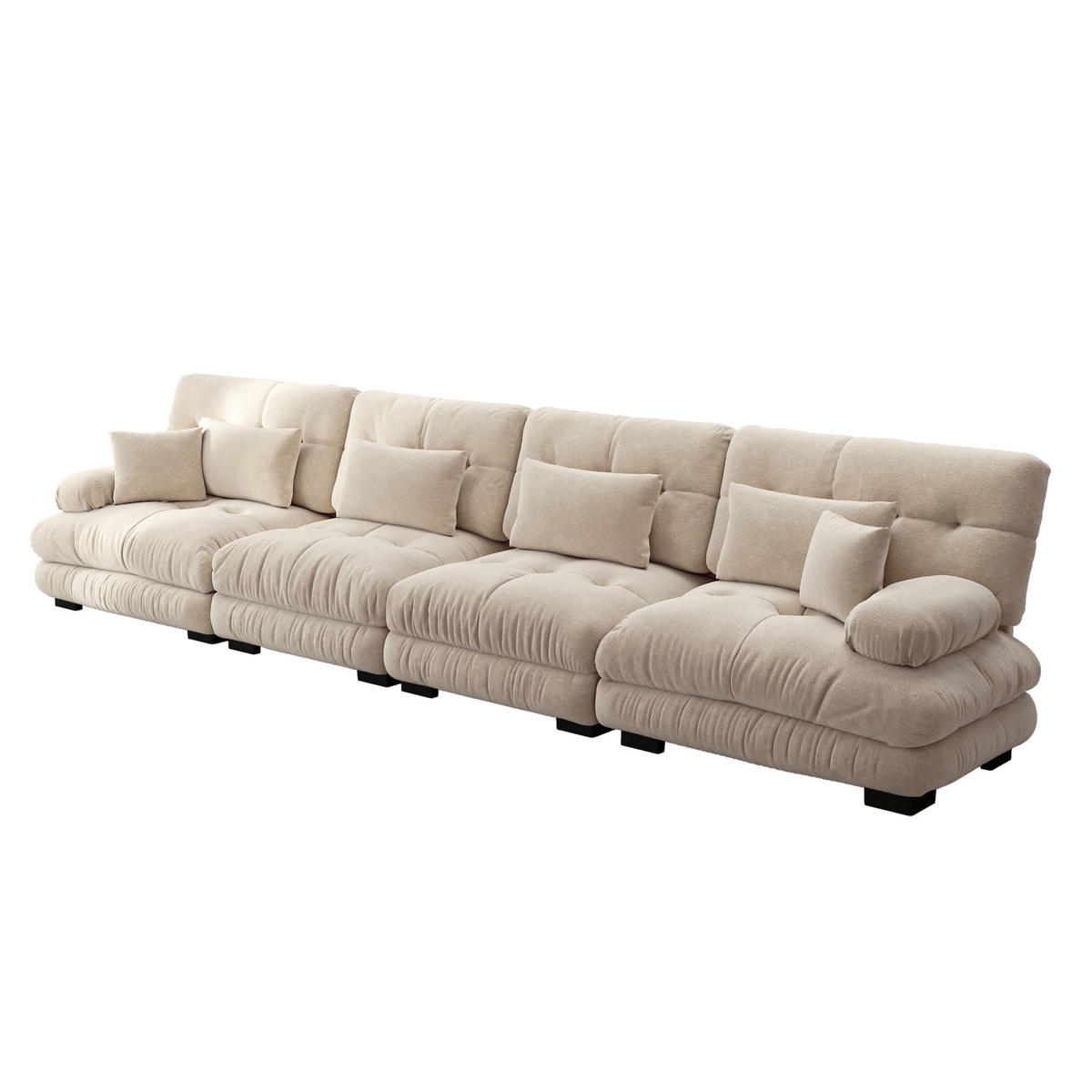 SOFA modular Chenille Light Coffee - Beige, Kunststoff (77/81/406cm) - Meubliv