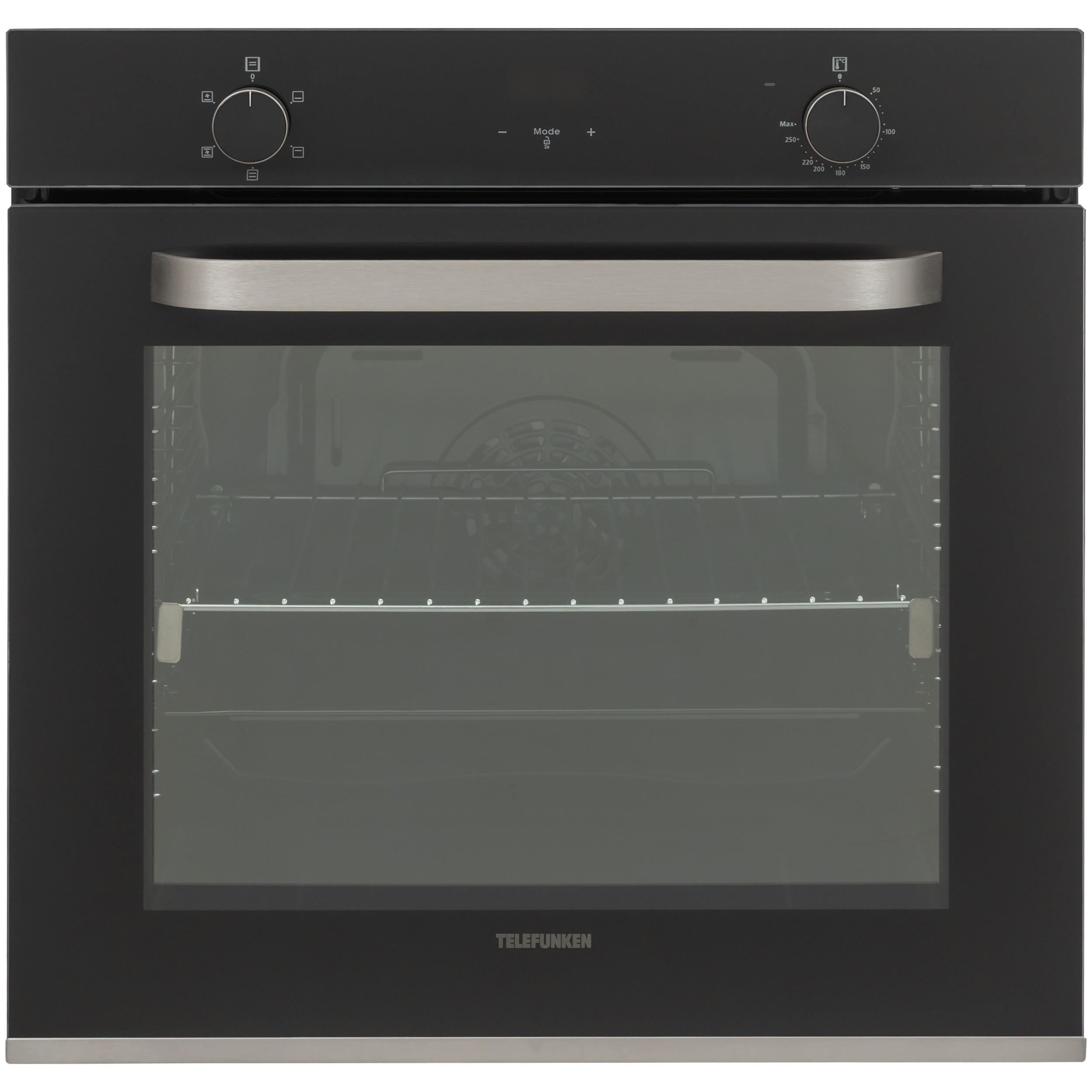 EINBAUBACKOFEN autark, 78 Liter, 60 cm Backofen, Hot Air Shield, Umluft/Ober-Unterhitze, 5 Funktionen - Schwarz, Metall (59.5/59.5/55cm) - Telefunken