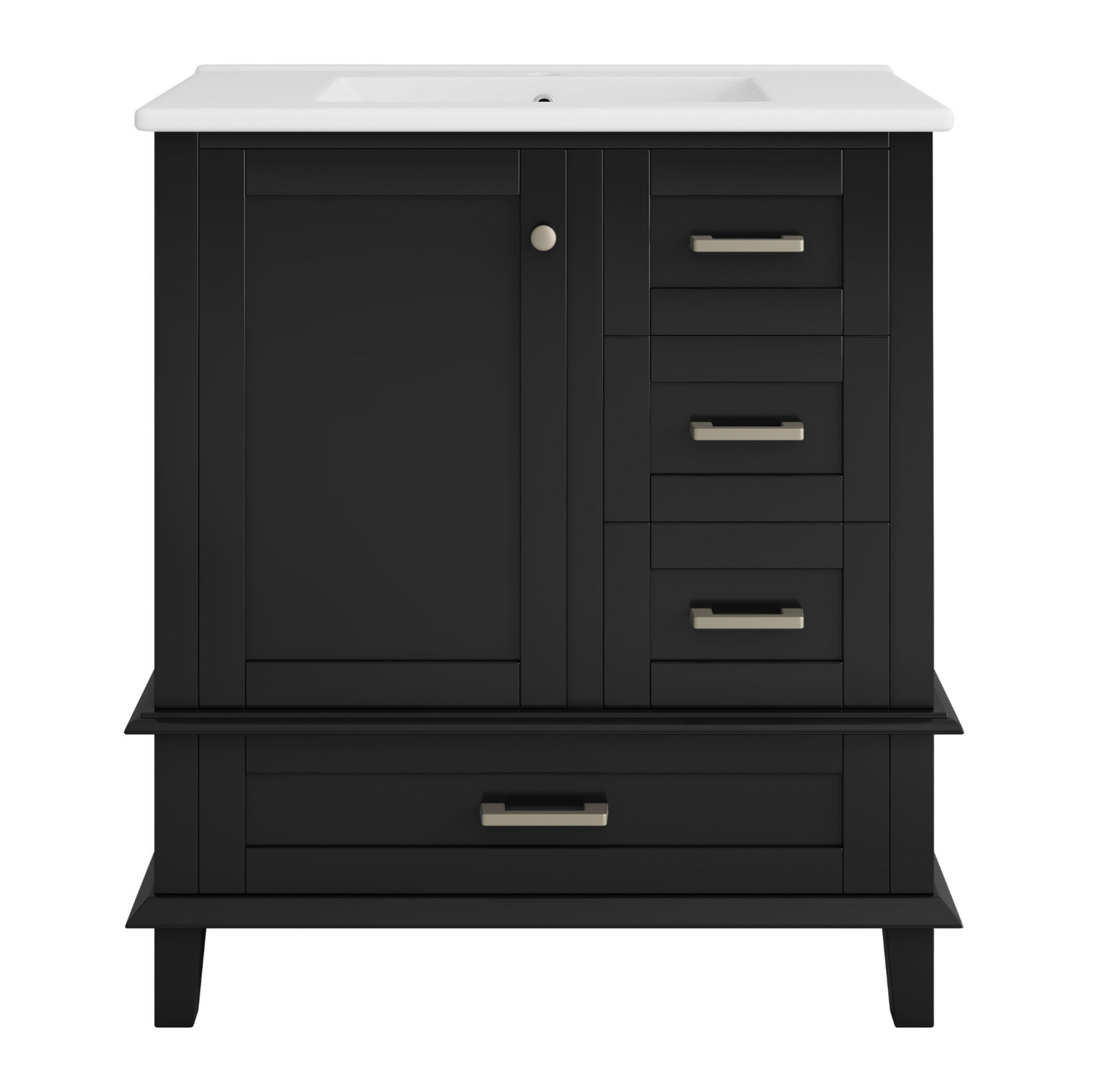 BADEZIMMERSCHRANK mit Keramikbecken 76 x 45,5 x 83,5 cm Schwarz - Schwarz, Holzwerkstoff (45.5/83.5/73cm) - Beauniv