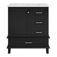 BADEZIMMERSCHRANK mit Keramikbecken 76 x 45,5 x 83,5 cm Schwarz - Schwarz, Holzwerkstoff (45.5/83.5/73cm) - Beauniv