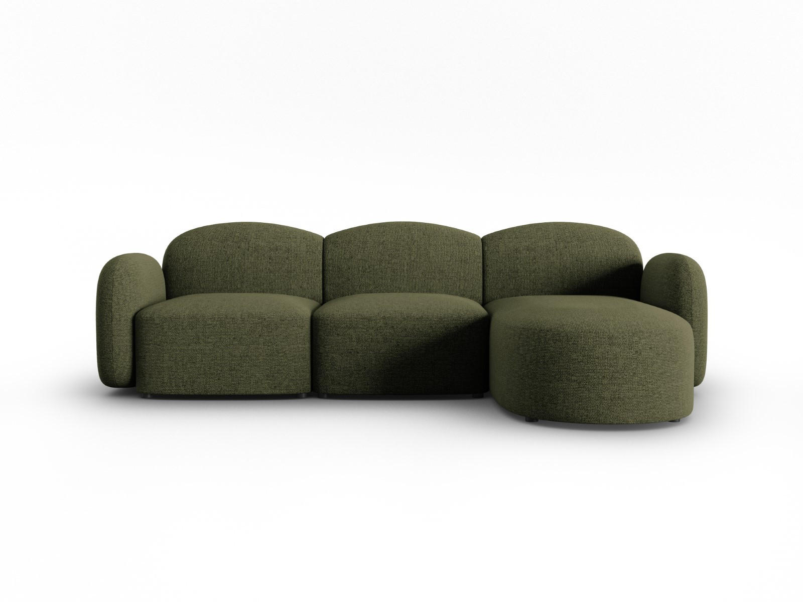 ECKSOFA rechts Blair aus Chenille-Stoff grün meliert 4 Sitzplätze - Grün, Textil (155/272cm) - Micadoni