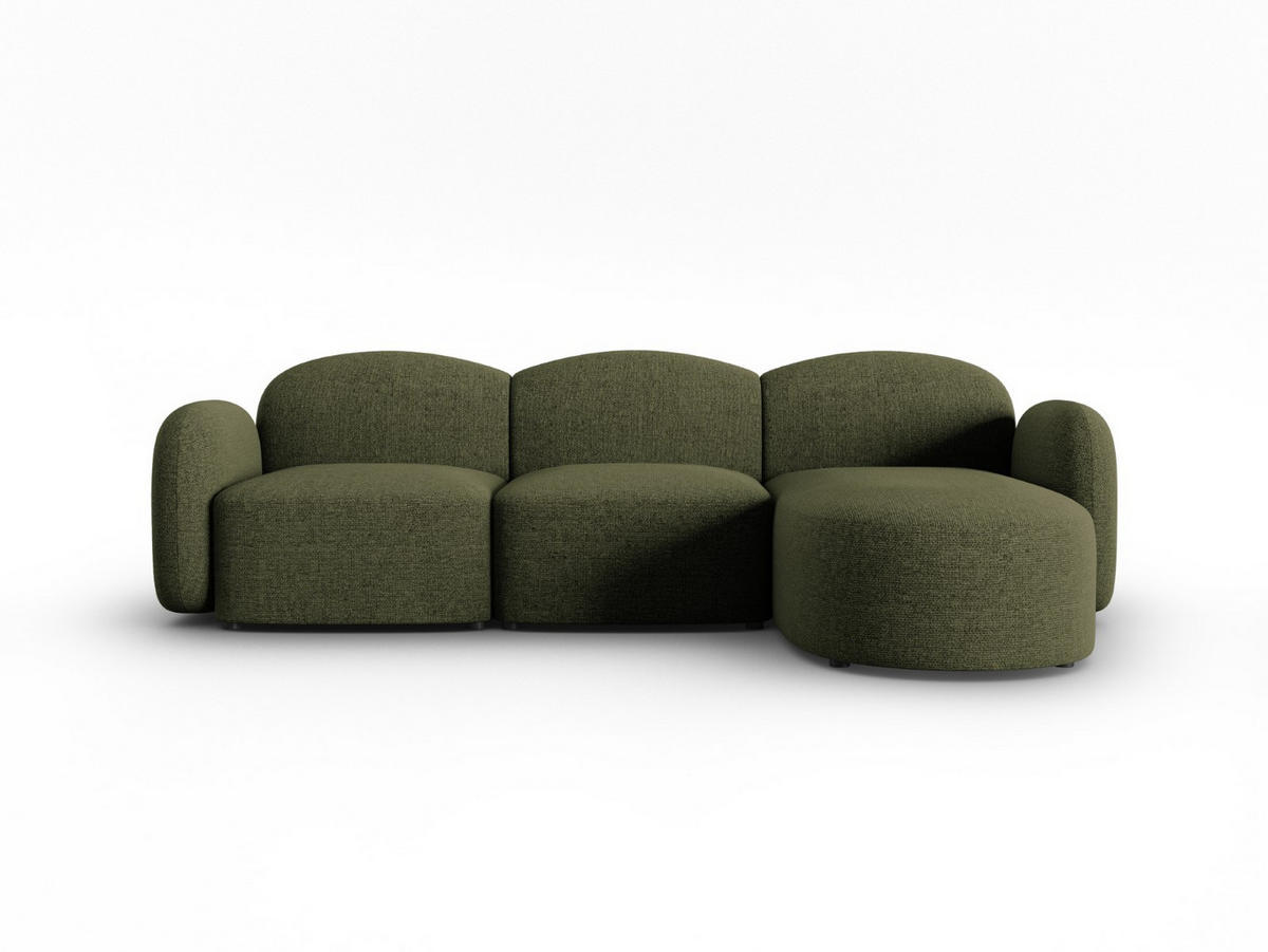 ECKSOFA rechts Blair aus Chenille-Stoff grün meliert 4 Sitzplätze - Grün, Textil (155/272cm) - Micadoni