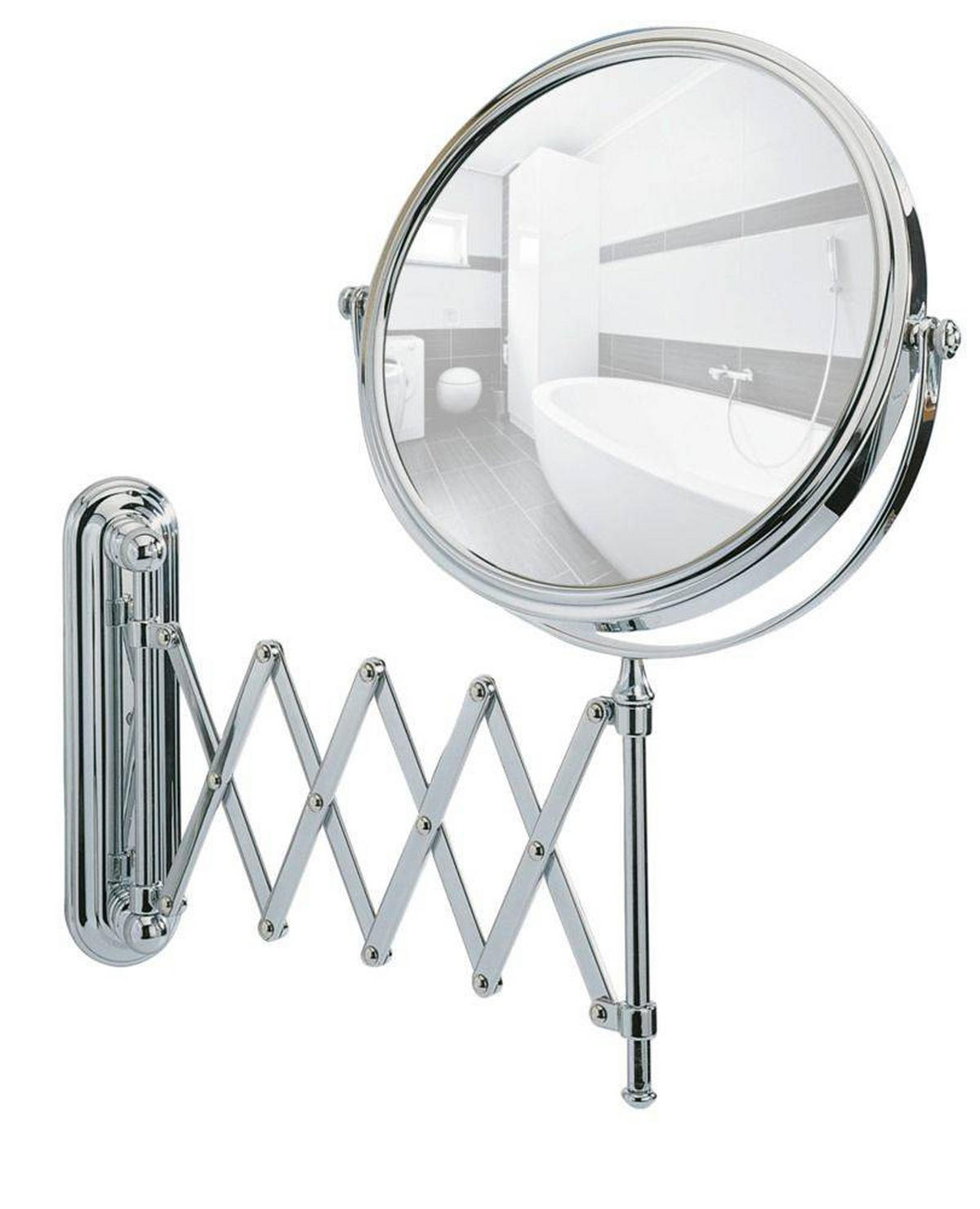 KOSMETIKSPIEGEL mit Teleskoparm Arm Deluxe 48/23/38 cm - Silberfarben, Metall (23/38/48cm) - Wenko