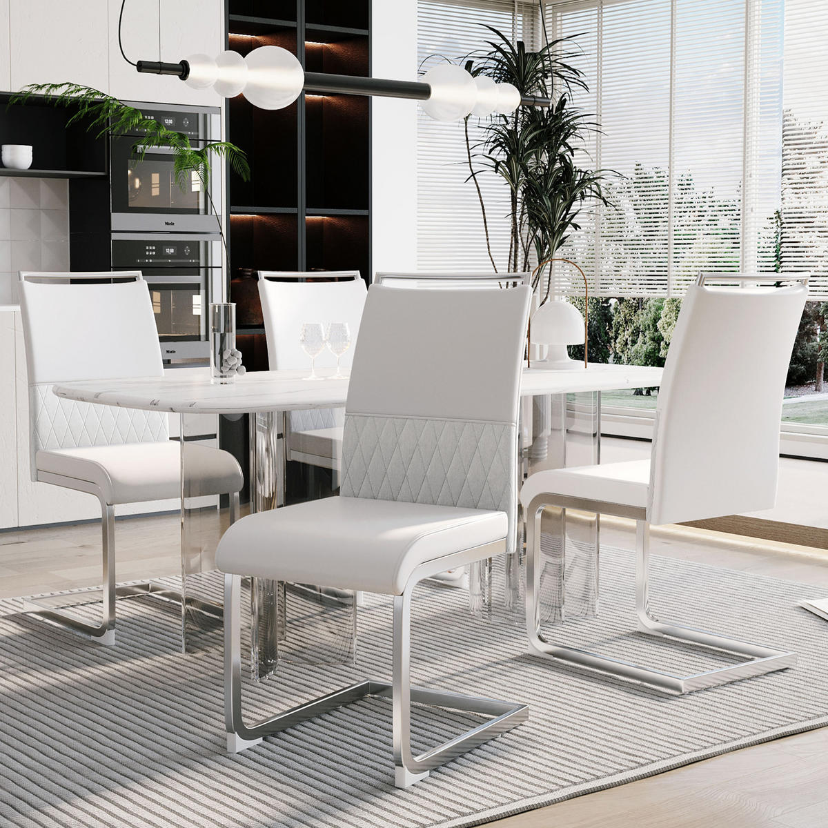 SCHWINGSTUHL DE-35903 4er-Set mit Querstreifen-Rückenlehne Weiß - Weiß, Metall (48/95/42cm) - ComfortXL