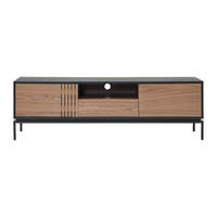 TV-BOARD - 180 cm x 40 cm - Metall, Holz, Platte - Schwarz, Naturfarben Dunkel - ZINORI - Schwarz/Naturfarben, Holz/Metall (180/55/40cm) - Vente-Unique