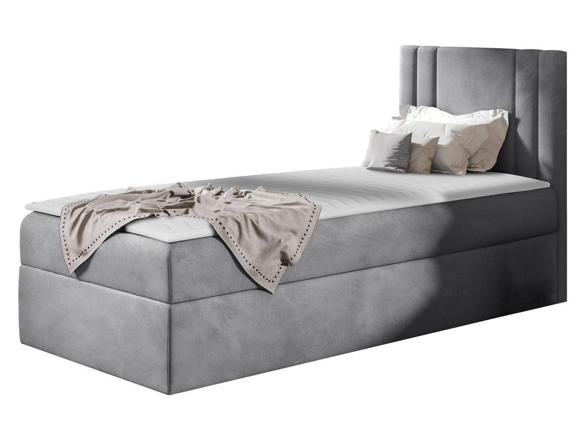 BOXBETT Carmen Mini, Seite zum Öffnen des Bettkastens: Rechts - Silberfarben, Holz (90/200cm) - MIRJAN24