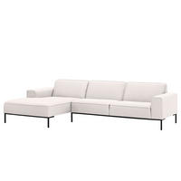 ECKSOFA mit Longchair - Webstoff - Beige/Schwarz, Textil (285/168cm) - home24