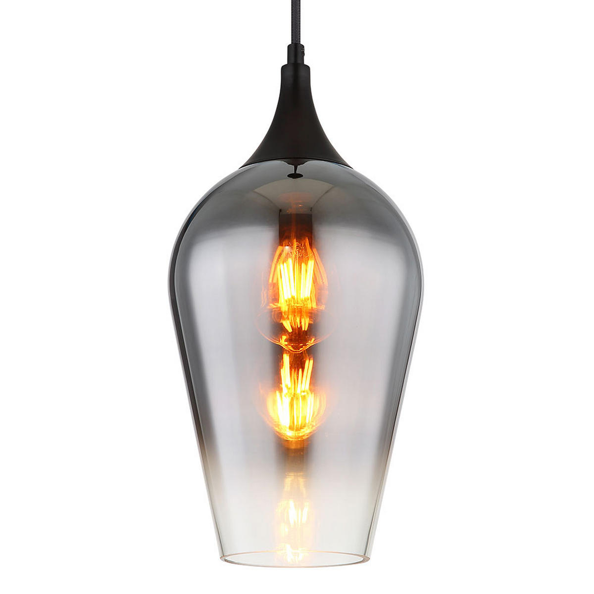 HÄNGELEUCHTE Glas Schwarz Verchromt - Schwarz, Glas (18/18/120cm) - Globo Lighting