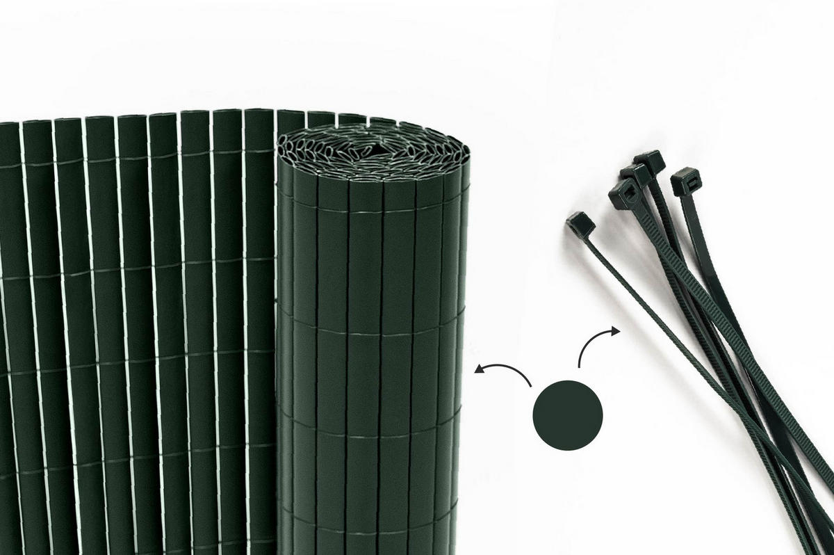 PVC Sichtschutzmatte VISO doppelseitig 5m x 1,5m Grün - Grün, Metall (500/150cm) - Casanoov