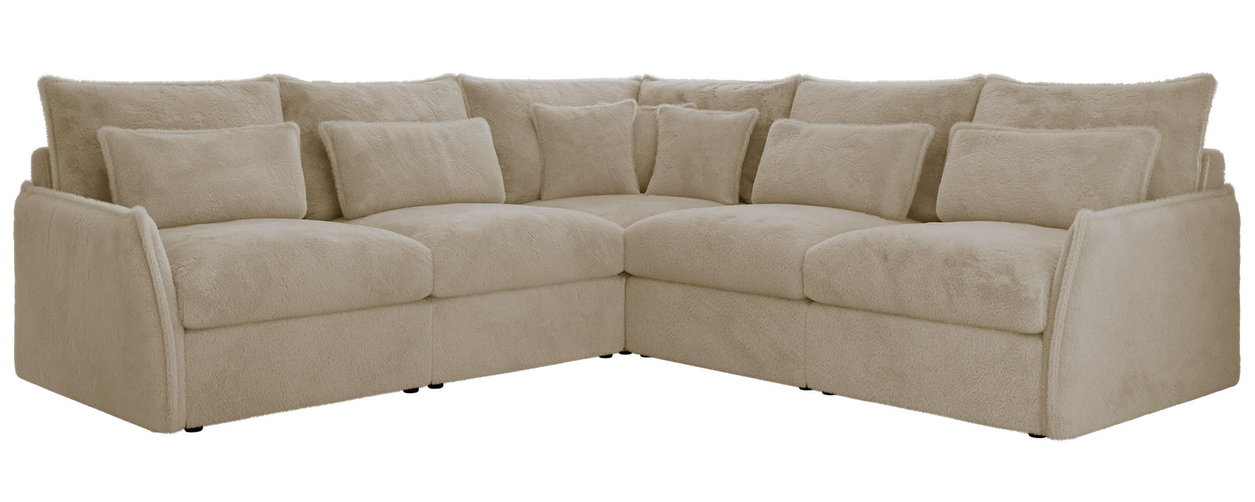 ECKSOFA VERSO L Creme Plüsch - Creme/Schwarz, Kunststoff/Textil (270/270cm) - MKS