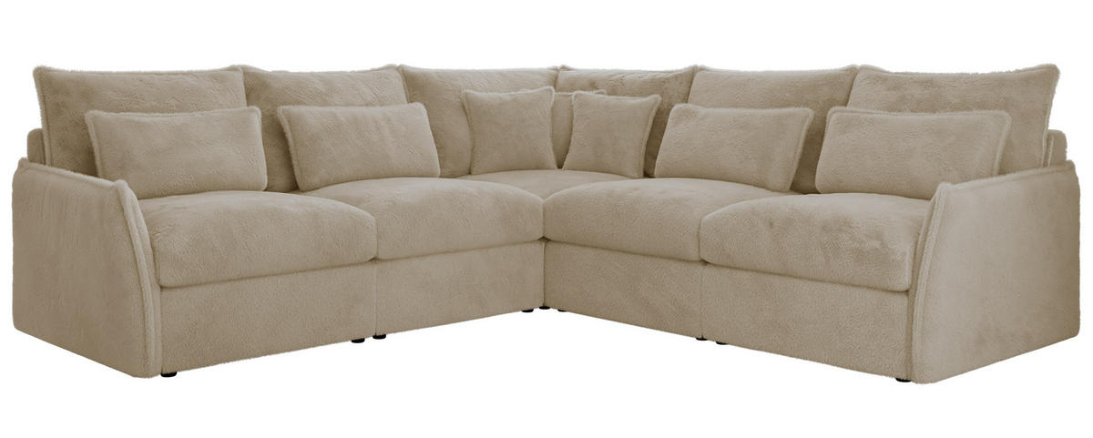 ECKSOFA VERSO L Creme Plüsch - Creme/Schwarz, Kunststoff/Textil (270/270cm) - MKS