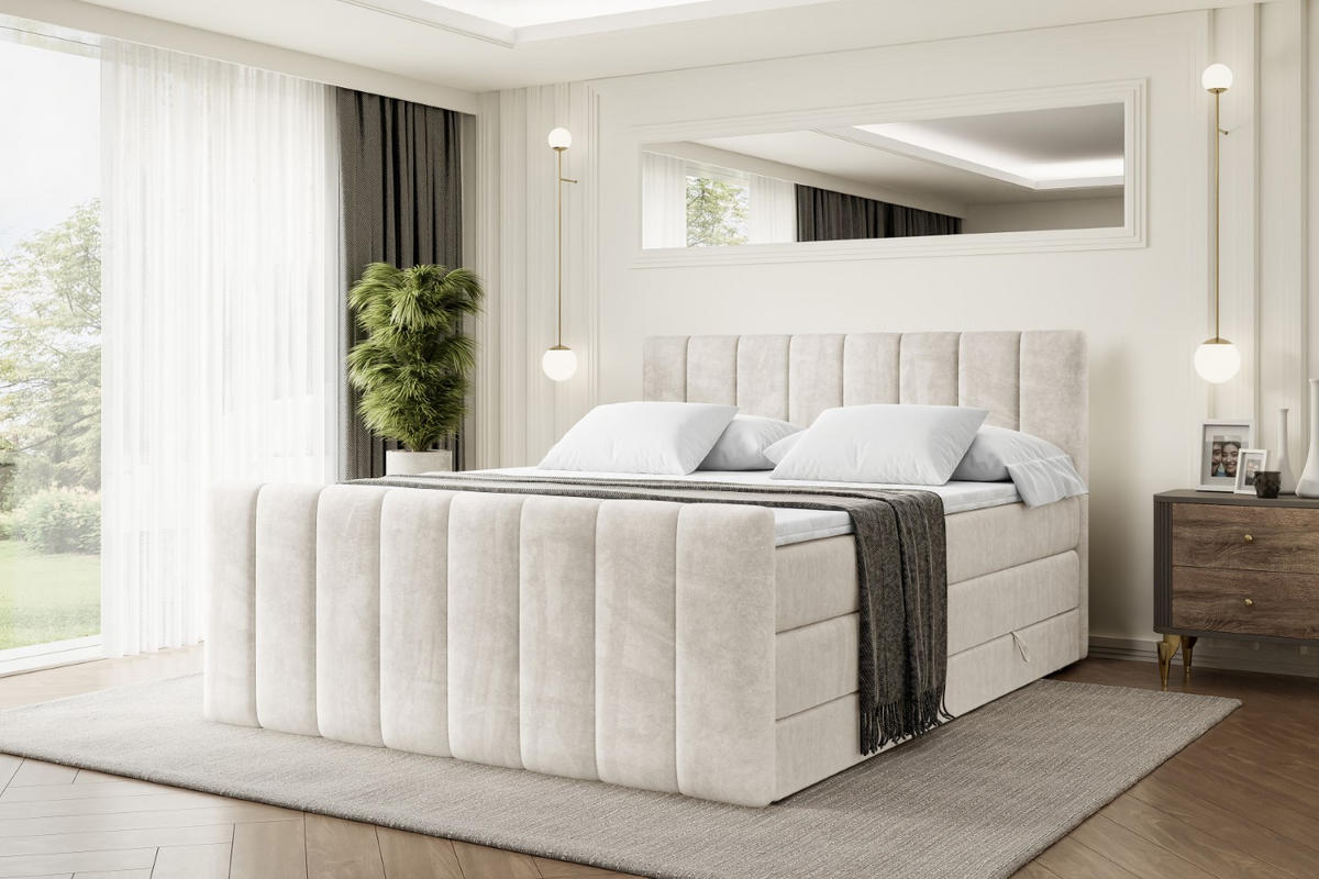 BOXSPRINGBETT OTTA-Z KING - 180x200 - H3/H4 - Creme - Creme, Holzwerkstoff (180/200cm) - ALTDECOR
