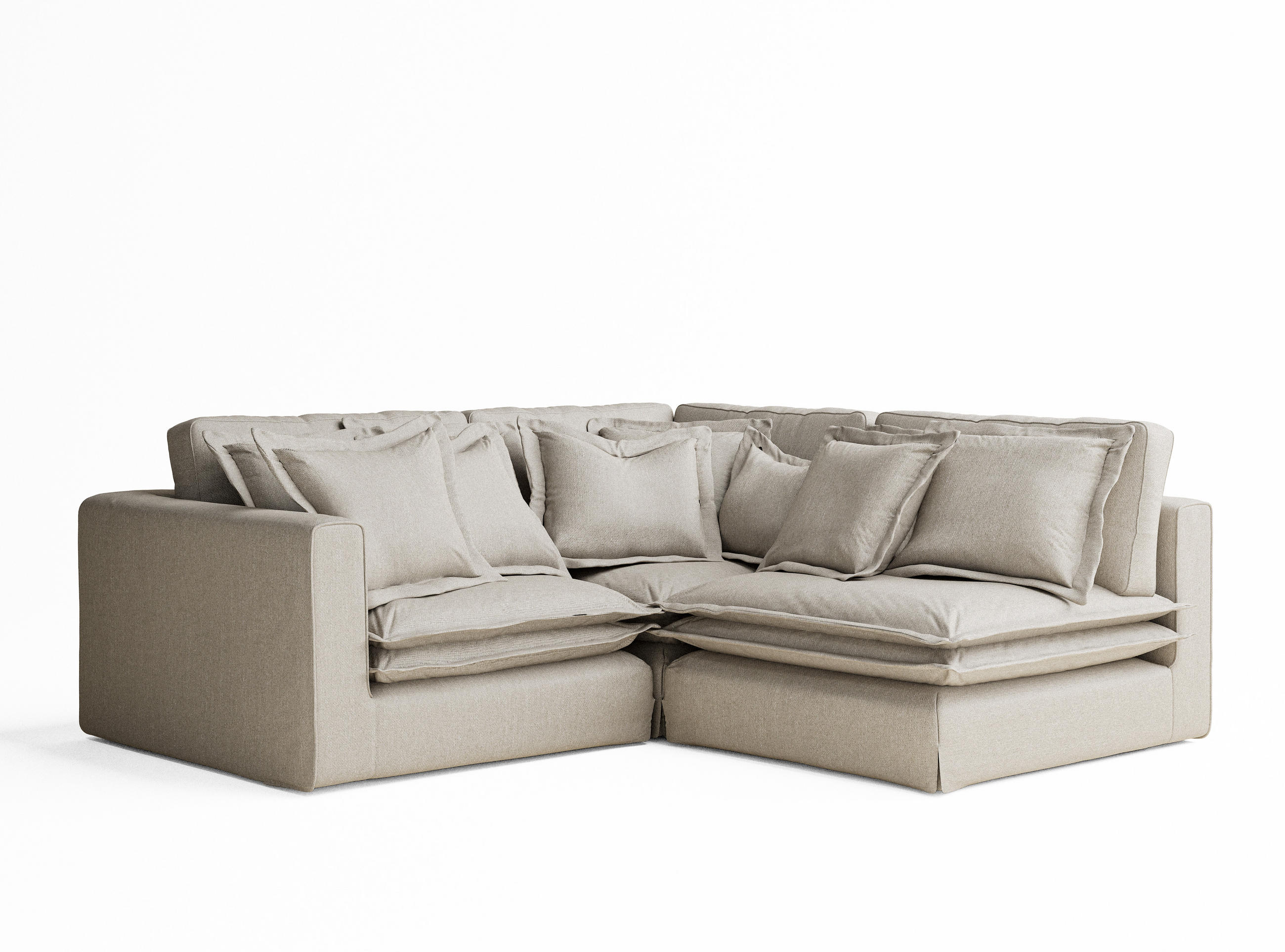 ECKSOFA Amalfi Beige Webstoff - Beige/Schwarz, Holz/Holzwerkstoff (238/222cm) - Maison de Reve