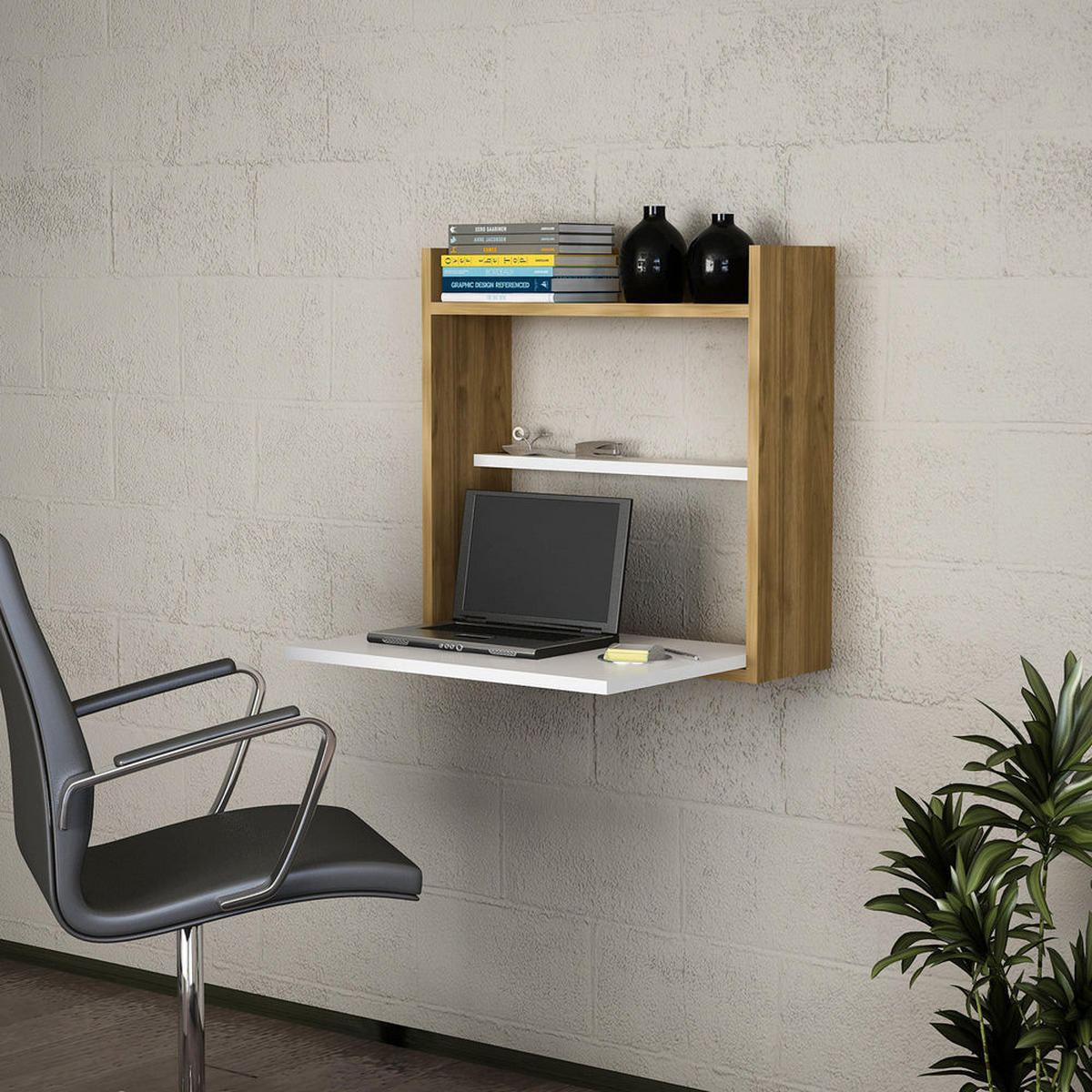 SCHREIBTISCH Laptop Weiß Walnuss - Walnussfarben/Weiß, Holzwerkstoff (20/60/60cm) - moebel17