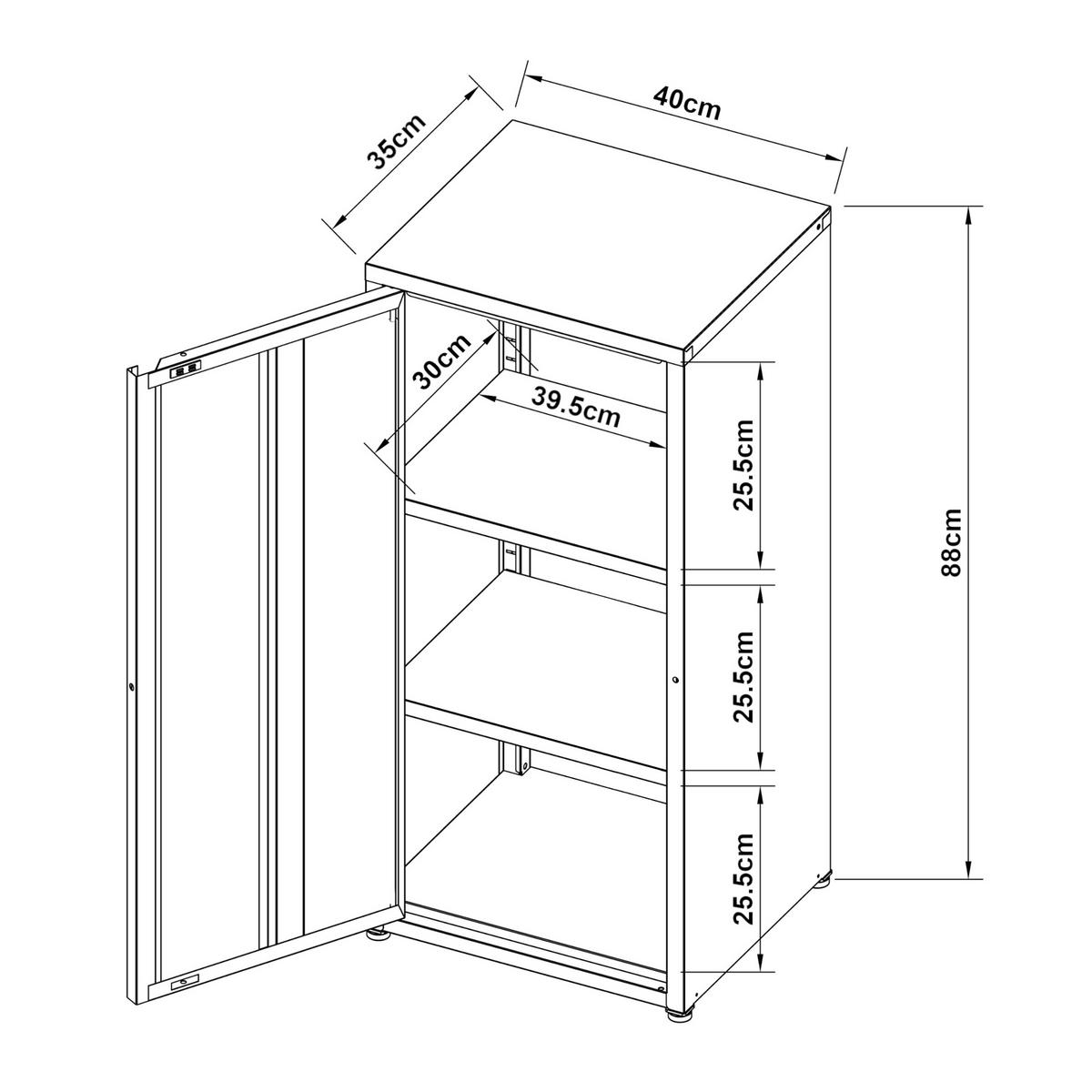 AKTENSCHRANK Burlöv - Weiß, Metall (40/88/35cm) - [en.casa]